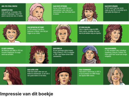 Impressie pagina’s miniatuurboekje Anni-Frid Lyngstad – ABBA – MatchBoox