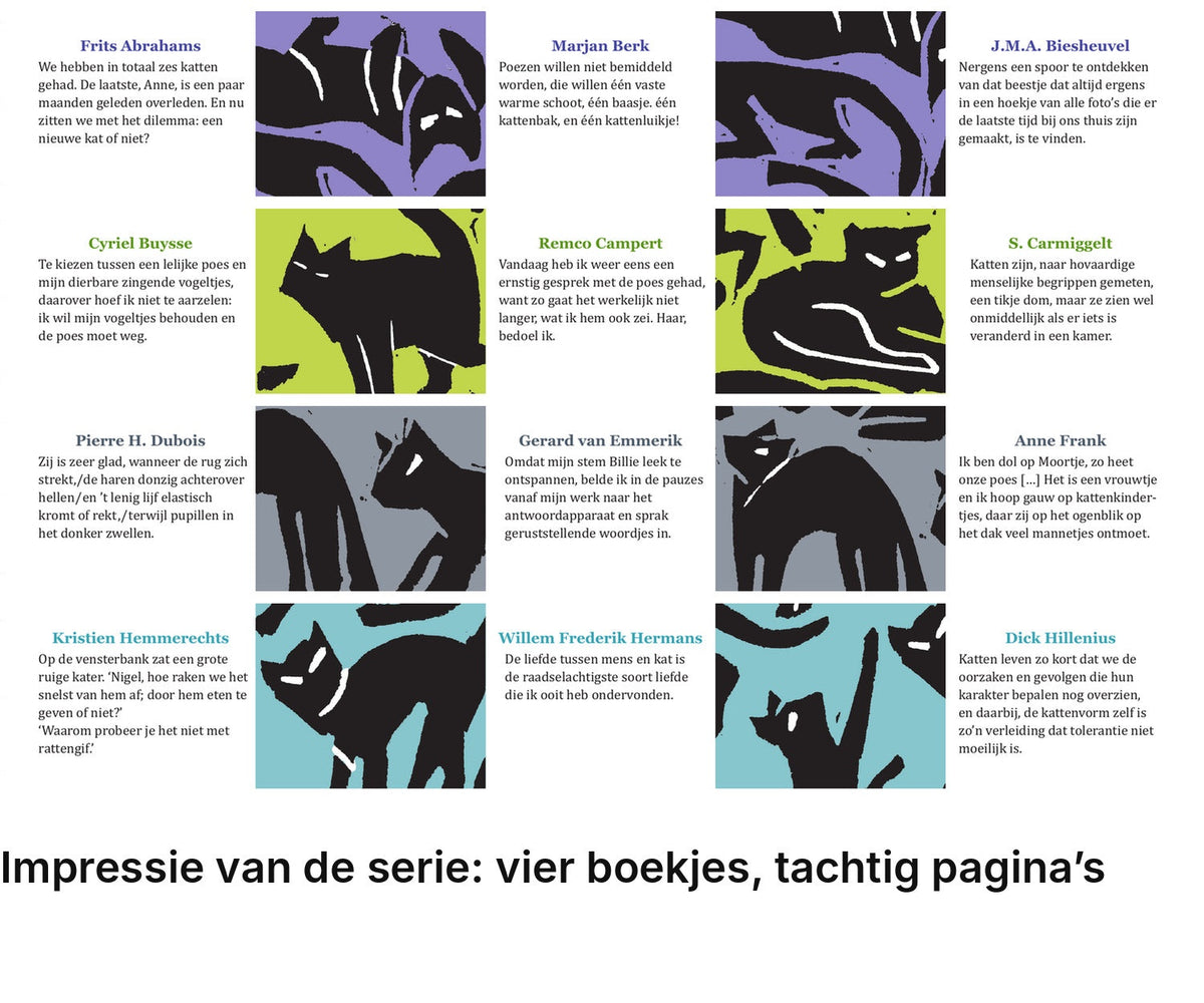 Impressie pagina’s serie miniatuurboekjes Bekende schrijvers over katten Serie 1 – MatchBoox