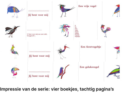 Impressie pagina’s serie miniatuurboekjes Fantastische Vogels Serie – MatchBoox