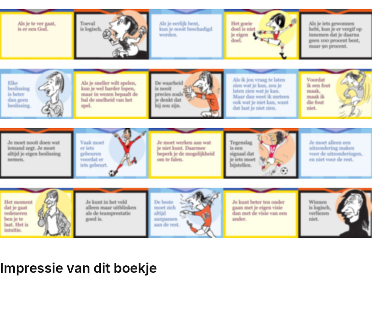 Impressie pagina’s miniatuurboekje Johan Cruijff – Voordat ik een fout maak, maak ik die fout niet – MatchBoox