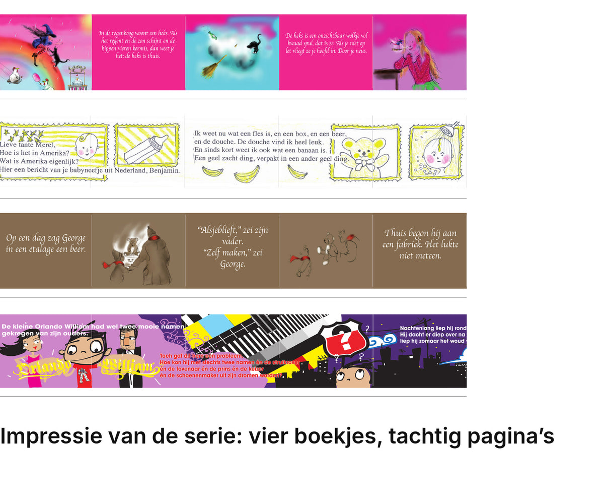 Impressie pagina’s serie miniatuurboekjes Kinderboeken Serie 1 – MatchBoox