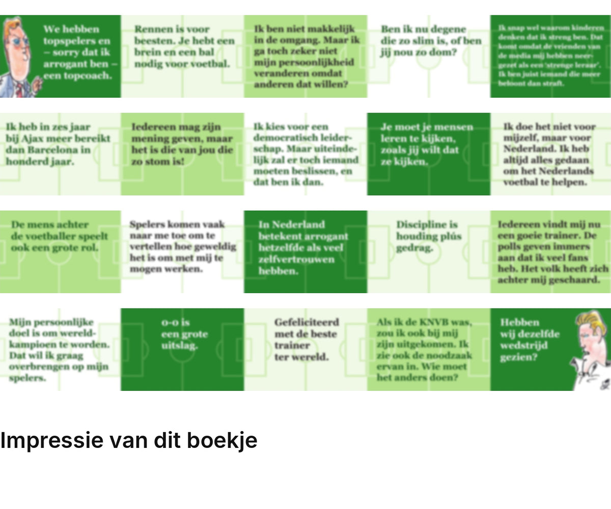Impressie pagina’s miniatuurboekje Louis van Gaal – Ben ik nu degene die zo slim is – MatchBoox