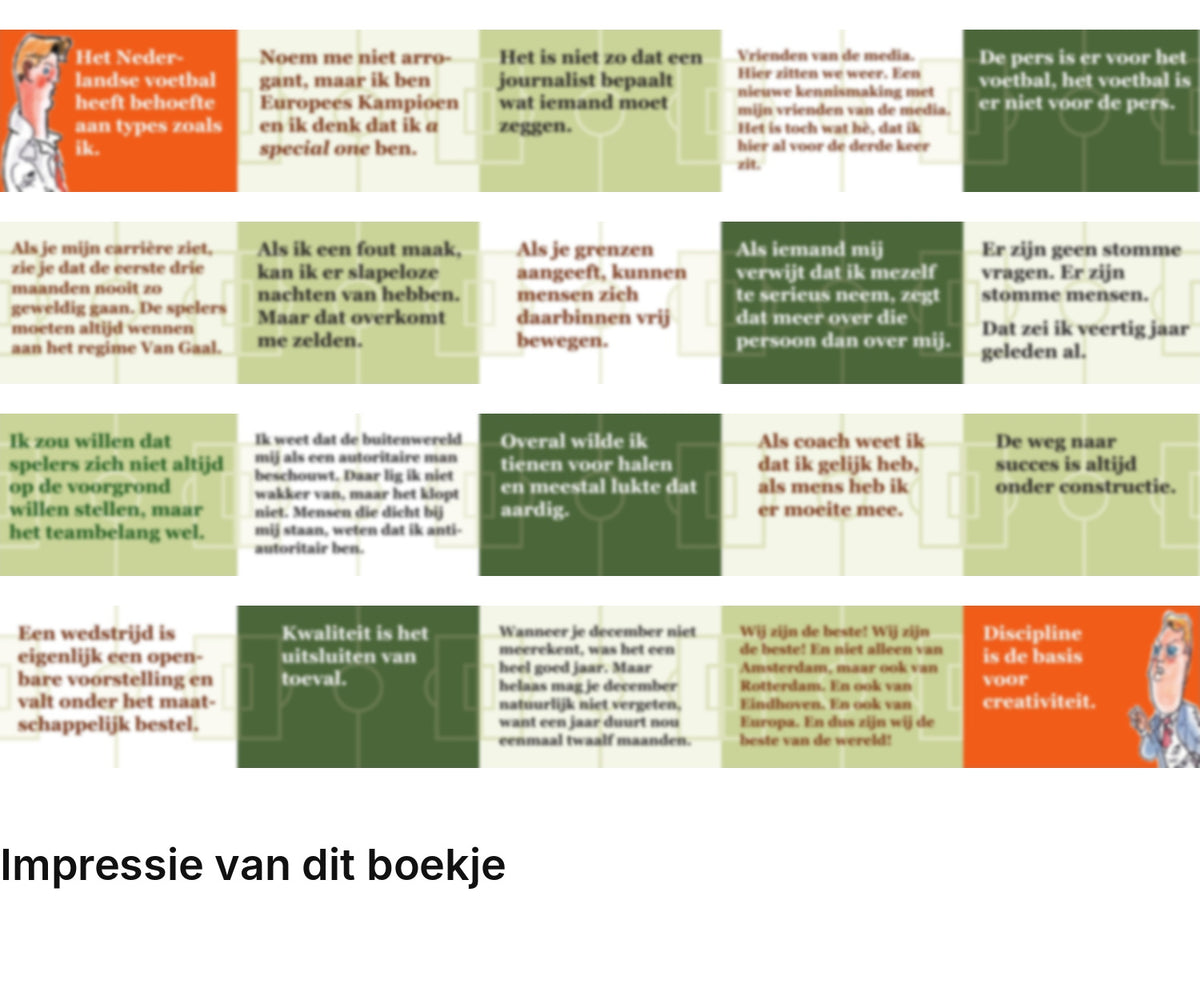 Impressie pagina’s miniatuurboekje Louis van Gaal – De weg naar succes is altijd onder constructie – MatchBoox
