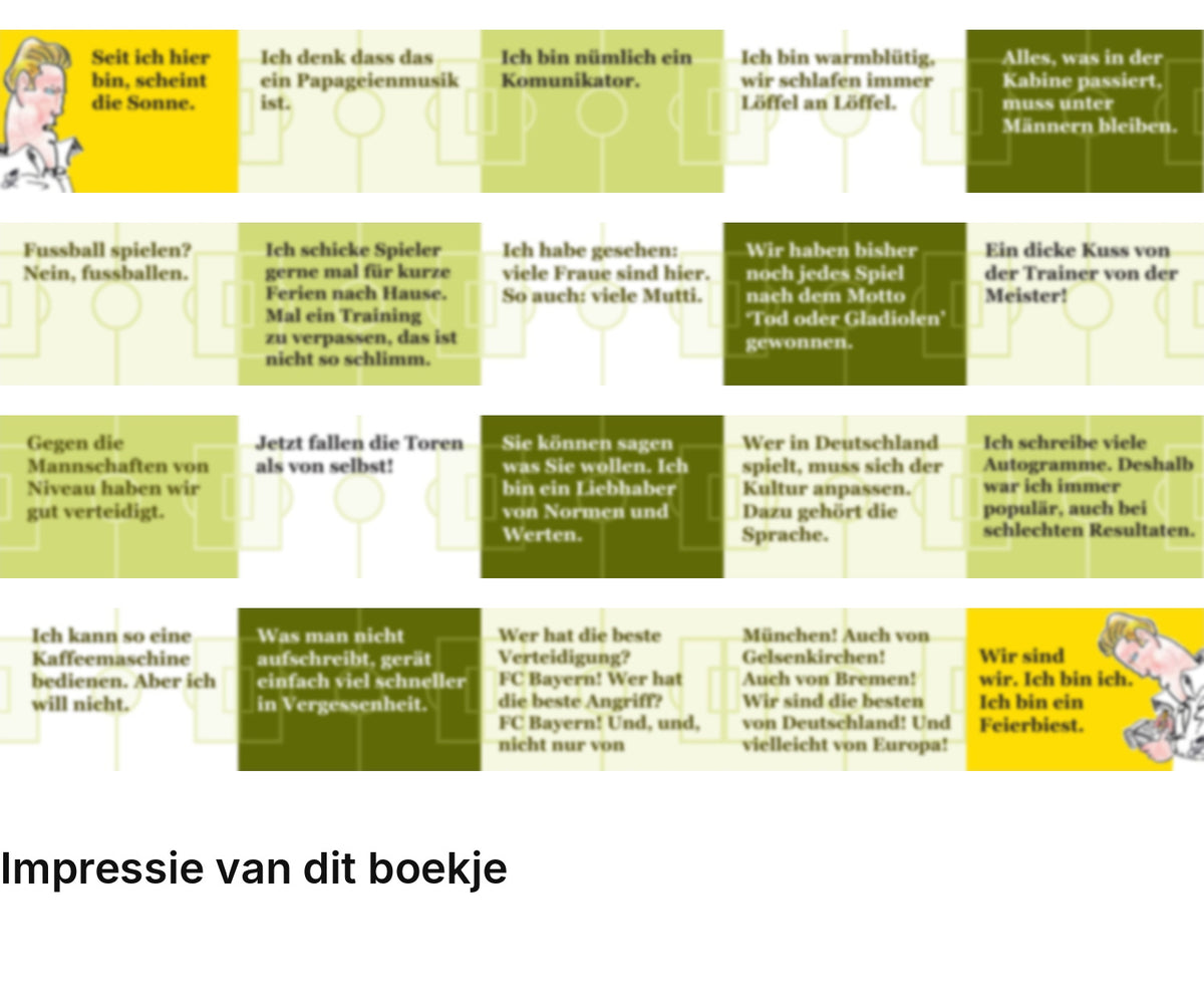 Impressie pagina’s miniatuurboekje Louis van Gaal – Der Tod oder die Gladiolen – MatchBoox