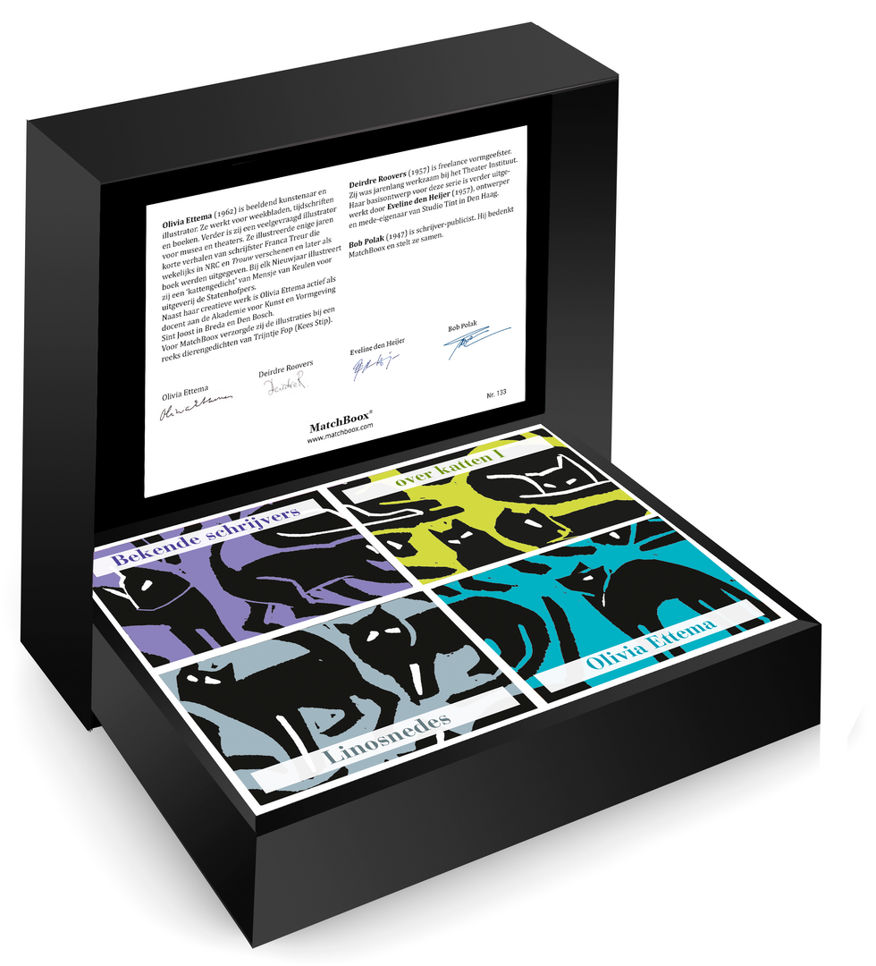 Bekende schrijvers over katten Serie 1 in een luxe zwarte MatchBoox-cassette – MatchBoox productafbeelding