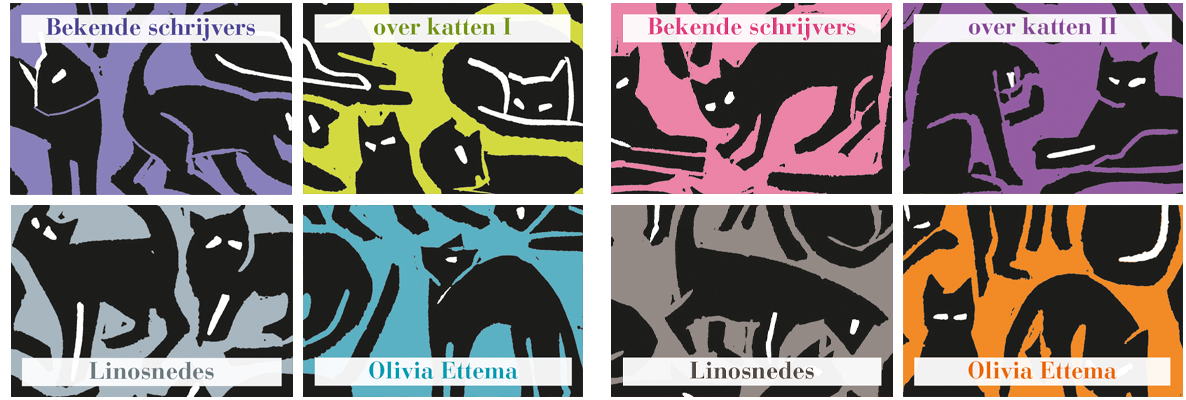 Cover van Bekende schrijvers over katten Series 1 en 2, met linosnedes van Olivia Ettema. – MatchBoox productafbeelding 3