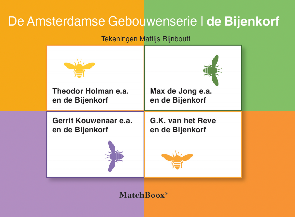 Overzicht van De Amsterdamse Gebouwenserie | De Bijenkorf met MatchBoox-miniatuurboeken – MatchBoox productafbeelding 1