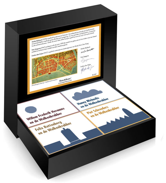 De Amsterdamse Gebouwenserie | De Wolkenkrabber in een luxe zwarte MatchBoox-cassette – MatchBoox miniatuurboek