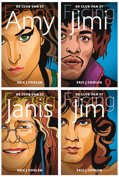 Overzicht van De Club van 27 Serie – Amy, Jimi, Janis en Jim met MatchBoox-miniatuurboeken