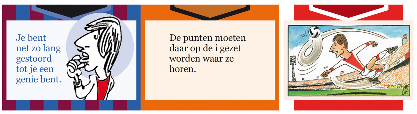 Inkijkpagina uit Dik Bruynesteyn tekeningen – Johan Cruijff Serie, met tekst en originele illustraties (2) – MatchBoox productafbeelding