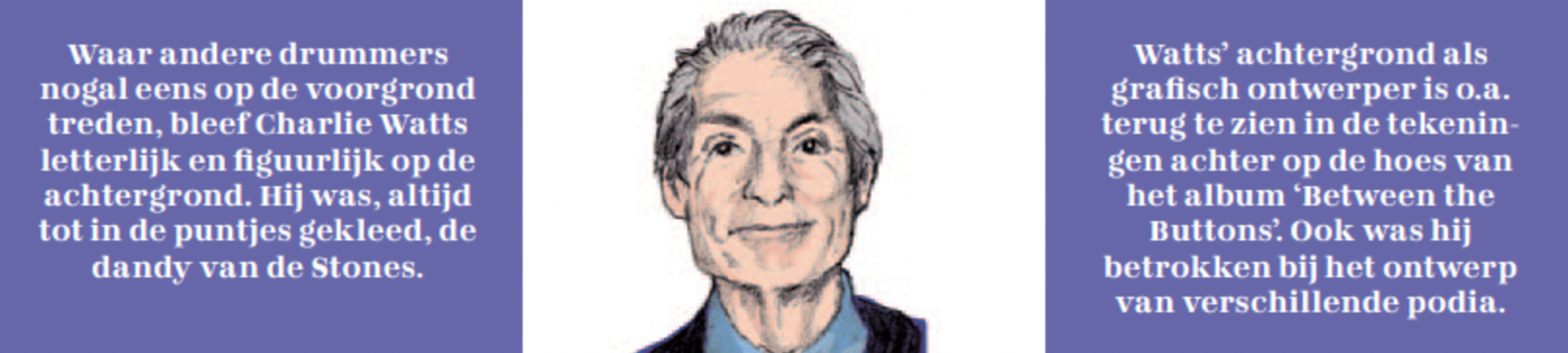 Inkijkpagina uit Eric J. Coolen portretten – Charlie Watts – The Rolling Stones, met tekst en originele illustraties – MatchBoox productafbeelding