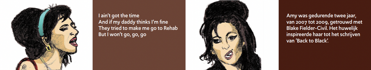 Inkijkpagina uit Amy Winehouse – De Club van 27, met tekst en originele illustraties (2) – MatchBoox productafbeelding 3