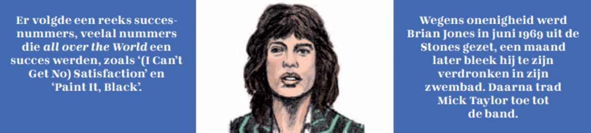 Inkijkpagina uit Mick Jagger – The Rolling Stones, met tekst en originele illustraties – MatchBoox productafbeelding 3