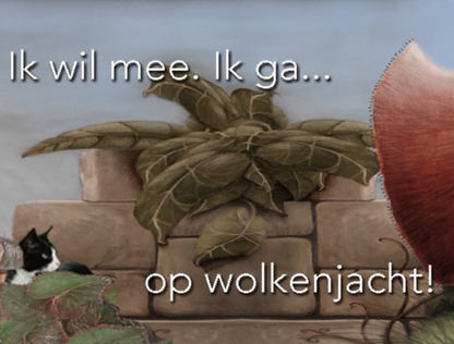 Inkijkpagina uit Hanneke Groenteman – Wolkenjacht, met tekst en originele illustraties