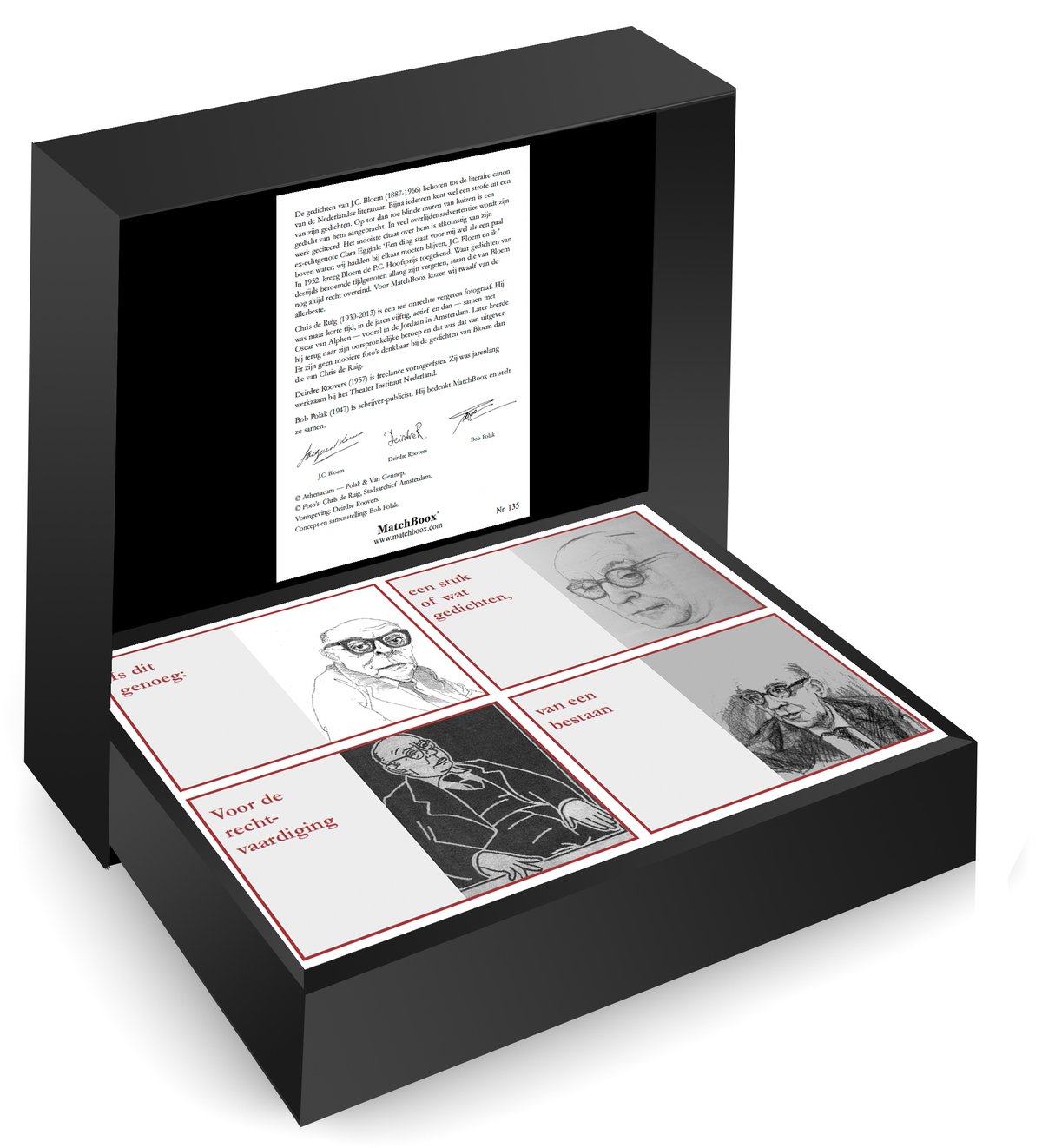 Open zwarte MatchBoox-geschenkdoos met de vier miniatuurboeken uit de J.C. Bloem Serie. – MatchBoox productafbeelding 2