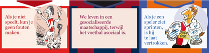 Inkijkpagina uit Johan Cruijff – Ik hou van werken, zolang het werk is waarvan ik hou, met tekst en originele illustraties
