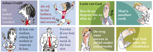 Cover van de gecombineerde Johan Cruijff en Louis van Gaal Series, met tekeningen van Dik Bruynesteyn. – MatchBoox miniatuurboek