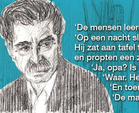 Inkijkpagina uit Kader Abdolah – En toen waren wij aan de beurt, met tekst en originele illustraties – MatchBoox productafbeelding