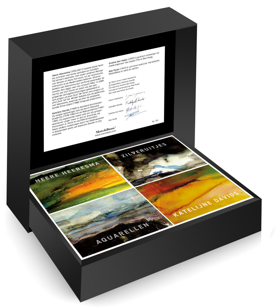 Katelijne Davids kunst – Heere Heeresma Serie in een luxe zwarte MatchBoox-cassette – MatchBoox productafbeelding