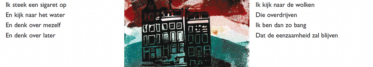 Inkijkpagina uit Ramses Shaffy – Het is stil in Amsterdam, met tekst en originele illustraties – MatchBoox productafbeelding