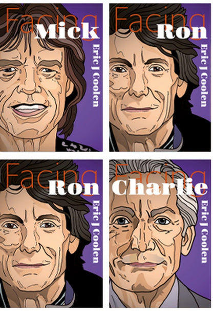 Cover van de Rolling Stones Serie met portretten van Eric J. Coolen, vier uitvouwbare miniatuurboeken van MatchBoox.