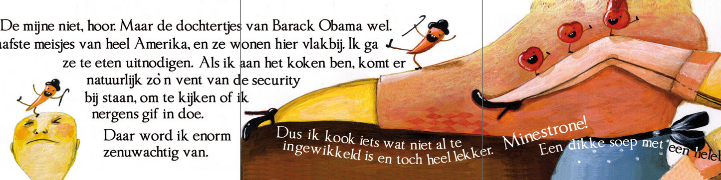 Inkijkpagina uit Sylvia Witteman – Minestrone, met tekst en originele illustraties – MatchBoox productafbeelding