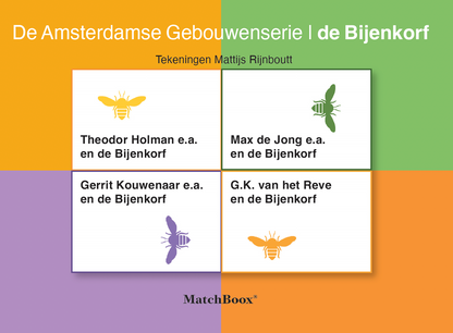 Mattijs Rijnboutt illustraties – De Amsterdamse Gebouwenserie | De Bijenkorf, cover – MatchBoox Mini boekjes