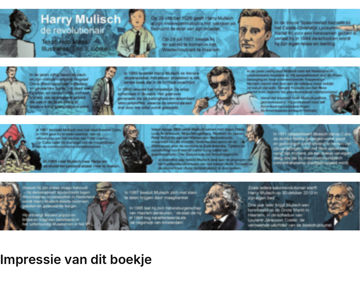 Impressie pagina’s miniatuurboekje Over Harry Mulisch de revolutionair – MatchBoox
