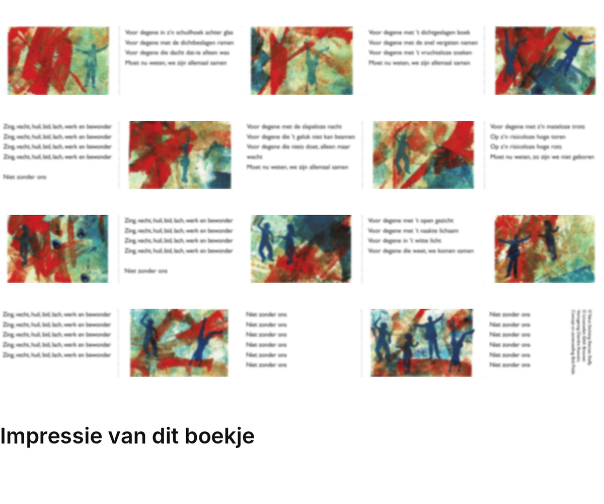 Impressie pagina’s miniatuurboekje Ramses Shaffy – Zing, vecht, huil, bid, lach, werk en bewonder – MatchBoox