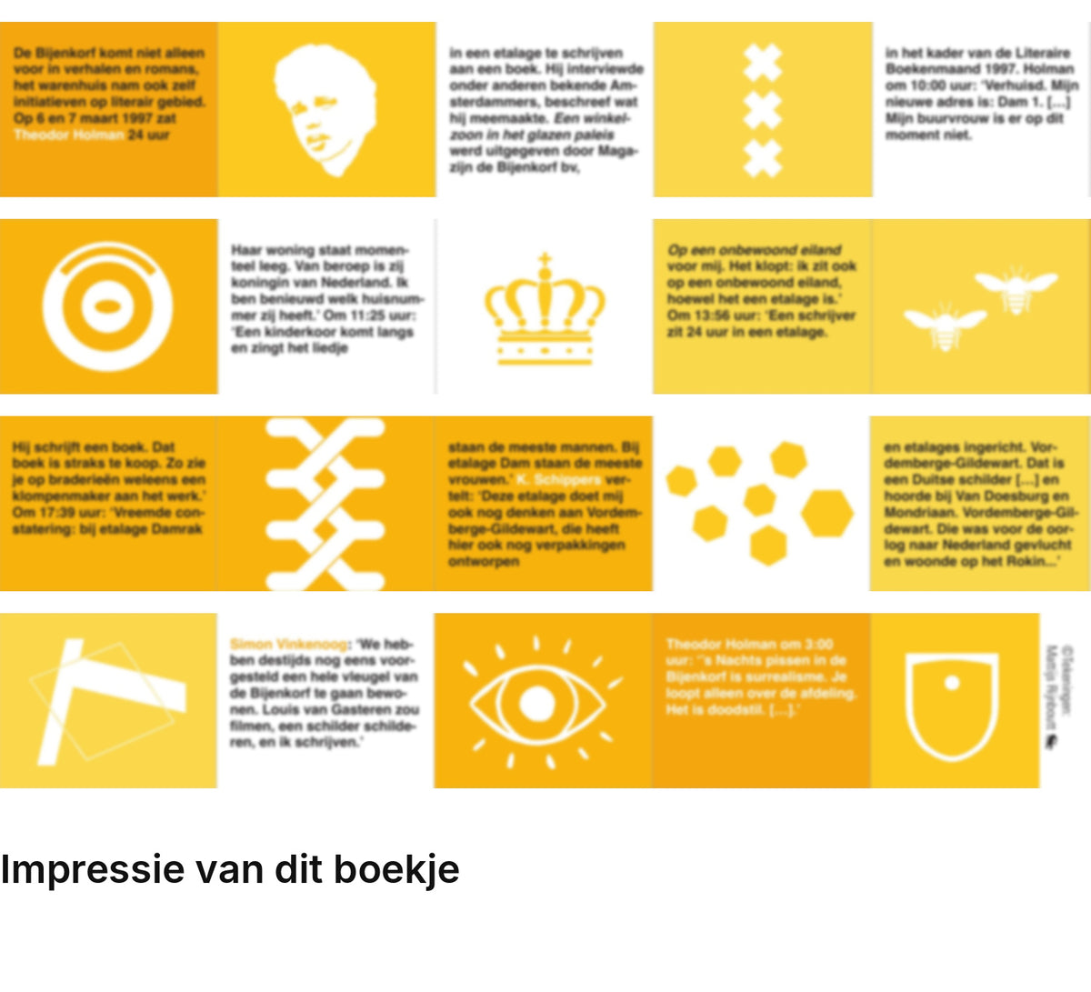 Impressie pagina’s miniatuurboekje Theodor Holman en de Bijenkorf Amsterdam – MatchBoox
