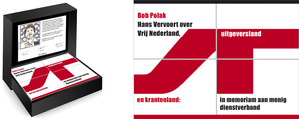 Hans Vervoort-serie met vier journalistieke MatchBoox-miniatuurboeken over Vrij Nederland, uitgeversland, krantenland en menig dienstverband.