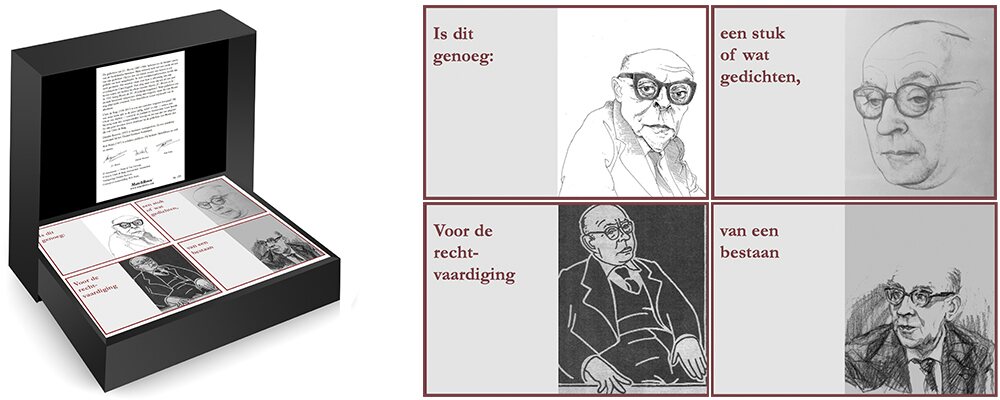 J.C. Bloem-serie met vier poëtische miniatuurboeken en portretten door Chris de Ruig.