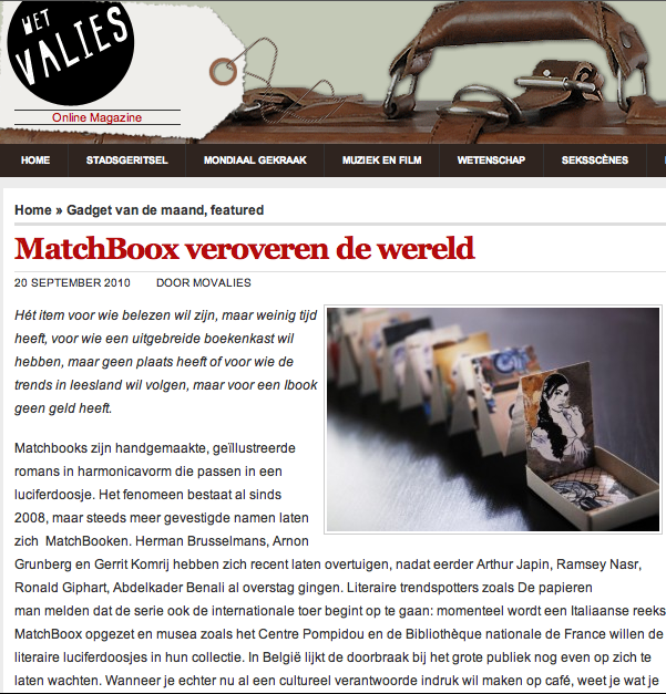 Persartikel over MatchBoox in Online pers: MatchBoox verovert de wereld